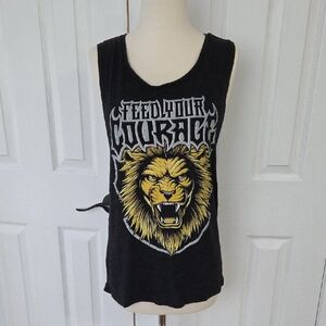 JEKYLL HYDE BLACK FEED YOUR COURAGE LION MUSCLE TANK TOP MEDIUM